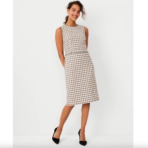 Ann Taylor Plaid Faux Leather Trim Sheath Dress Size 2